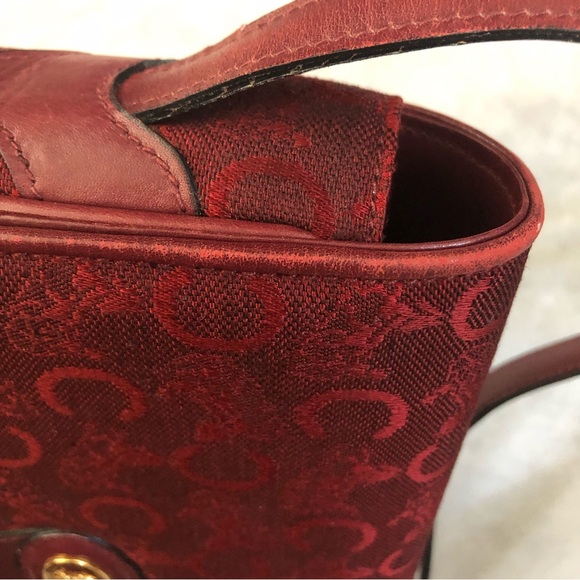 Vintage Celine Shoulder Bag Horse carriage logo box bag burgundy - Picture 12 of 16